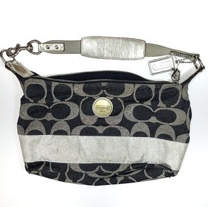 Coach Silver Gold Demim Signature Print Tote Bag